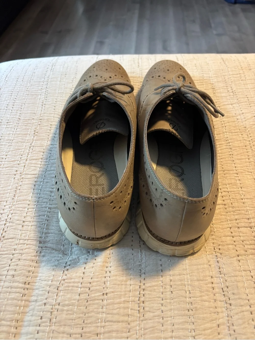 Cole Haan Men's Taupe Wingtip Oxford with Lightweight Cream Sole